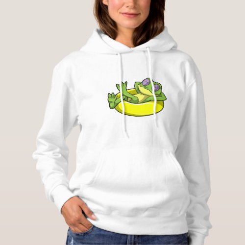 Frog at Swimming with Swim ring Hoodie