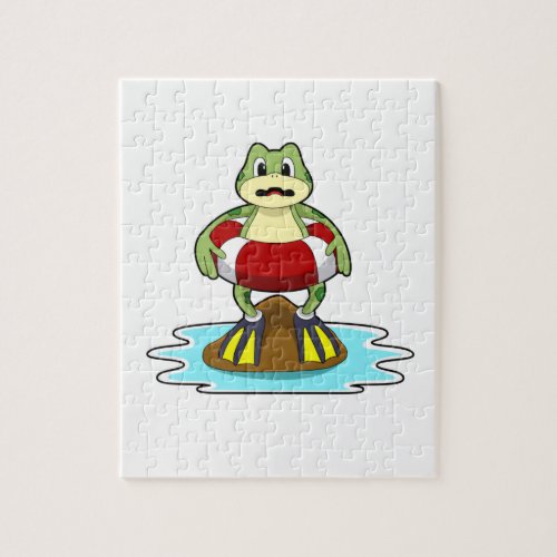 Frog at Swimming with Swim ring Jigsaw Puzzle