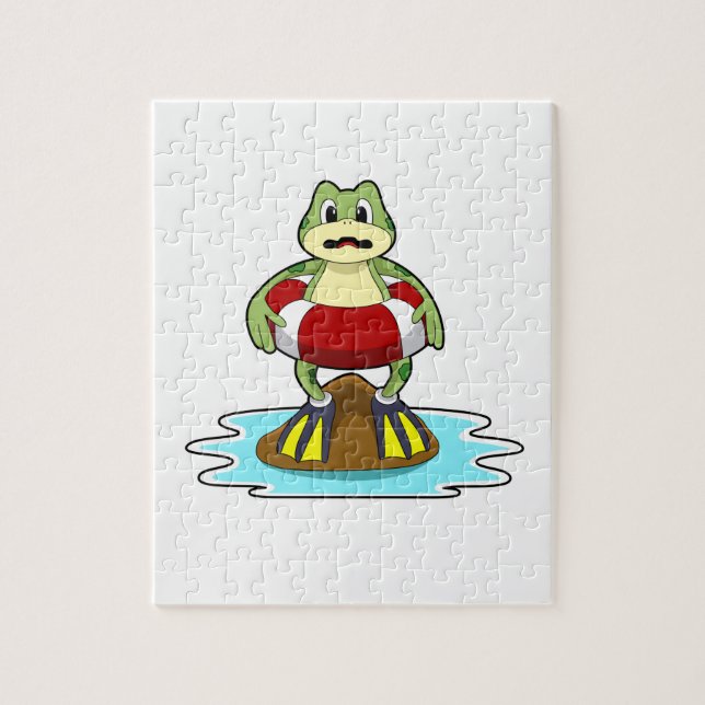 Frog at Swimming with Swim ring Jigsaw Puzzle (Vertical)