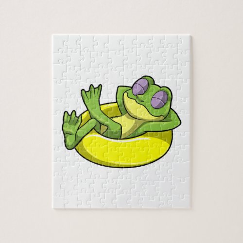 Frog at Swimming with Swim ring Jigsaw Puzzle