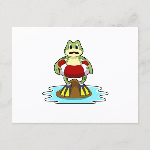 Frog at Swimming with Swim ring Postcard