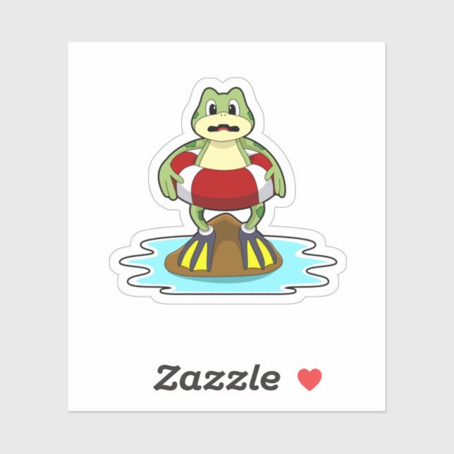 Frog at Swimming with Swim ring Sticker (Sheet)
