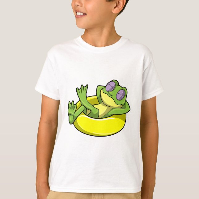 Frog at Swimming with Swim ring T-Shirt (Front)