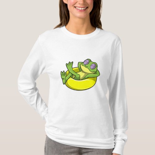 Frog at Swimming with Swim ring T_Shirt