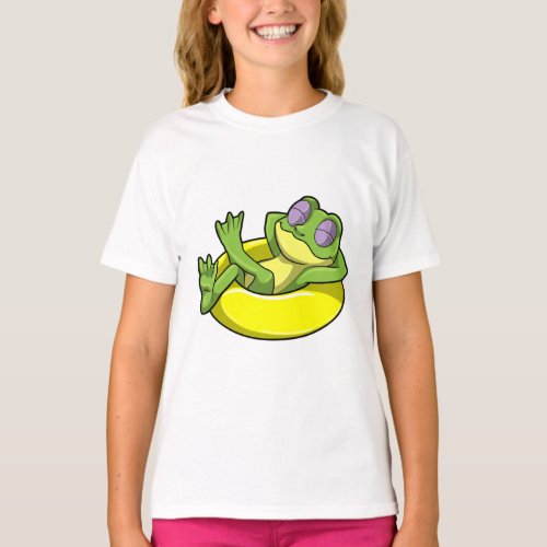 Frog at Swimming with Swim ring T_Shirt