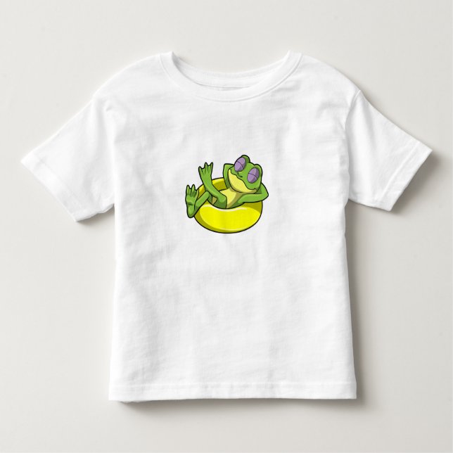 Frog at Swimming with Swim ring Toddler T-shirt (Front)