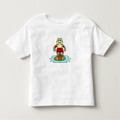 Frog at Swimming with Swim ring Toddler T_shirt