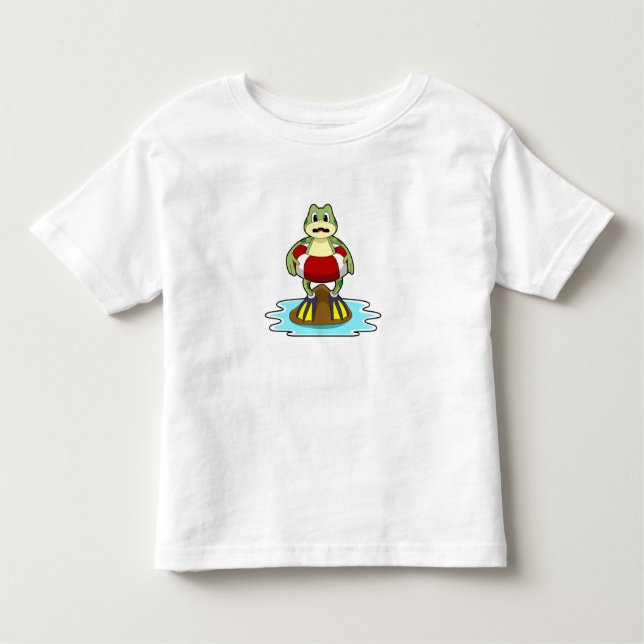 Frog at Swimming with Swim ring Toddler T-shirt (Front)