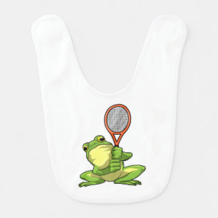 Frog at Tennis with Tennis racket Baby Bib