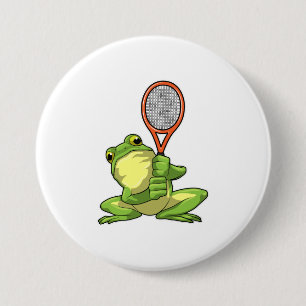 Frog at Tennis with Tennis racket Button