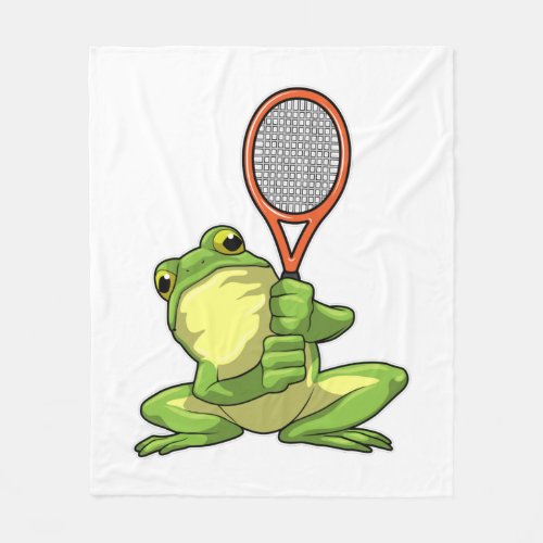 Frog at Tennis with Tennis racket Fleece Blanket