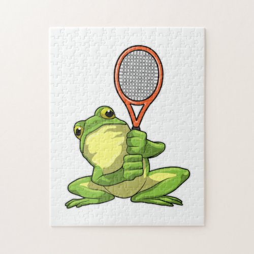 Frog at Tennis with Tennis racket Jigsaw Puzzle