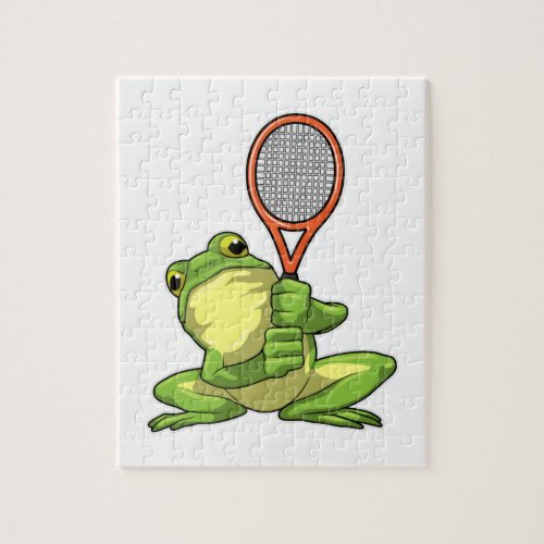 Frog at Tennis with Tennis racket Jigsaw Puzzle