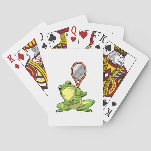 Frog at Tennis with Tennis racket Poker Cards (Back)