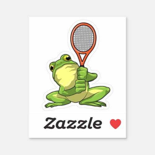 Frog at Tennis with Tennis racket Sticker