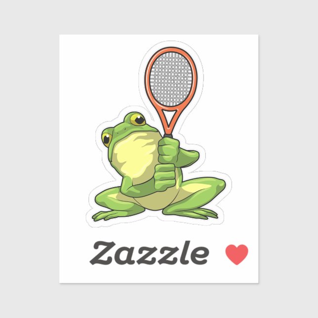 Frog at Tennis with Tennis racket Sticker (Sheet)