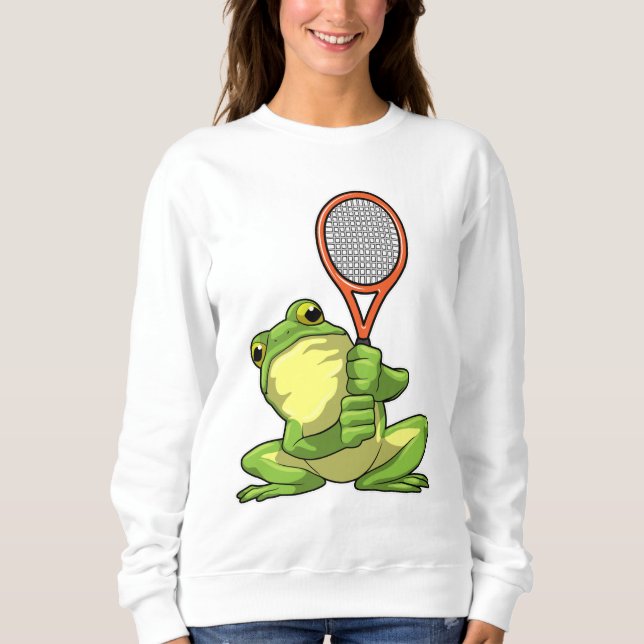 Frog at Tennis with Tennis racket Sweatshirt (Front)