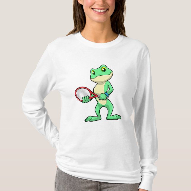 Frog at Tennis with Tennis racket T-Shirt (Front)