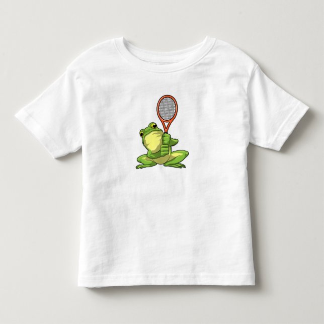 Frog at Tennis with Tennis racket Toddler T-shirt (Front)