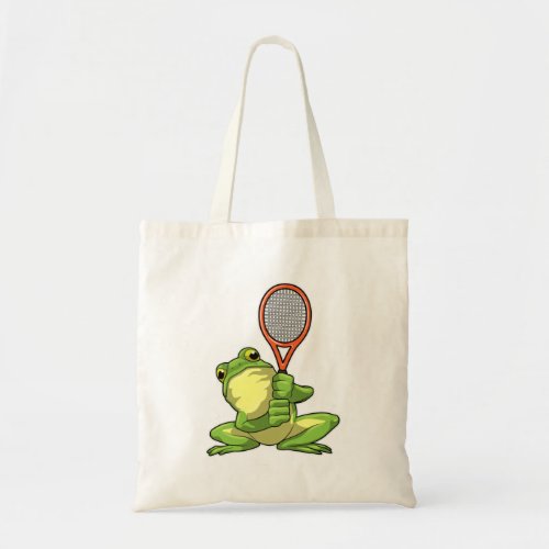 Frog at Tennis with Tennis racket Tote Bag