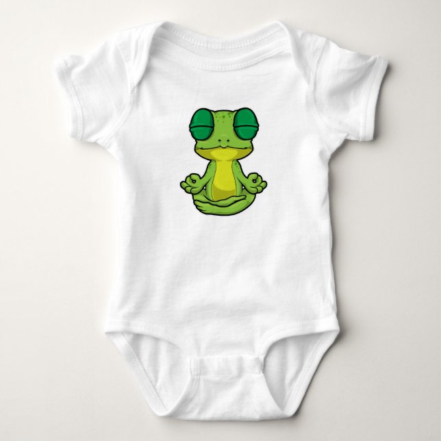 Frog at Yoga in Cross-legged Baby Bodysuit (Front)