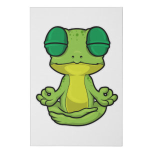 Frog at Yoga in Cross-legged Faux Canvas Print