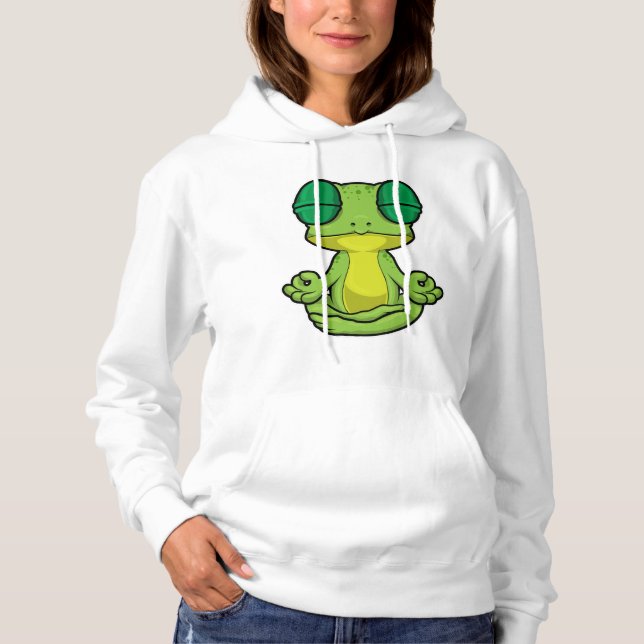 Frog at Yoga in Cross-legged Hoodie (Front)