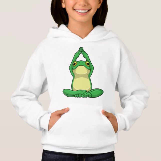 Frog at Yoga in Cross legged Hoodie (Front)