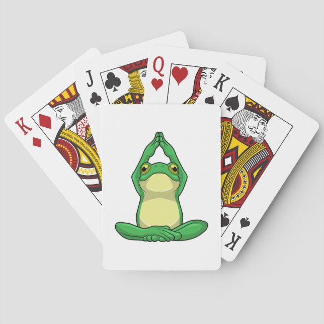 Frog at Yoga in Cross legged Poker Cards (Back)