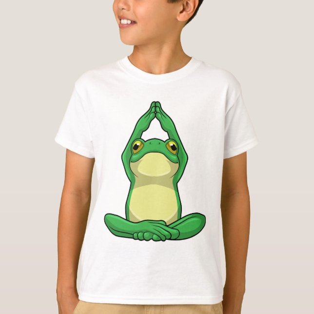 Frog at Yoga in Cross legged T-Shirt (Front)