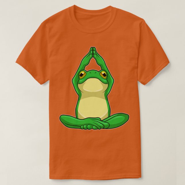 Frog at Yoga in Cross legged T-Shirt (Design Front)