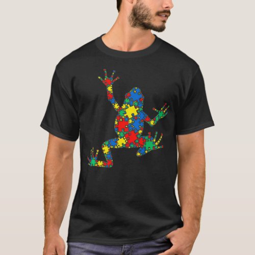 Frog Autism Puzzle for Women Men Kids  Autism Awar T_Shirt