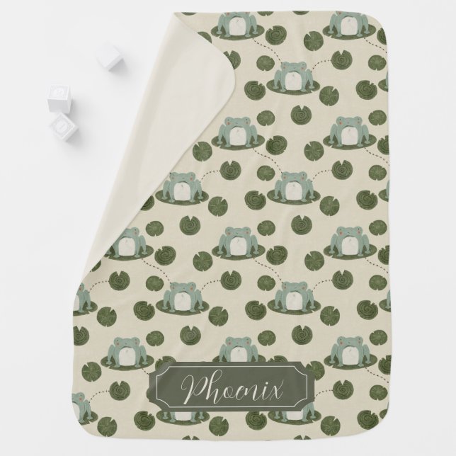 Frog Baby Blanket | Green and Beige (In Situ)