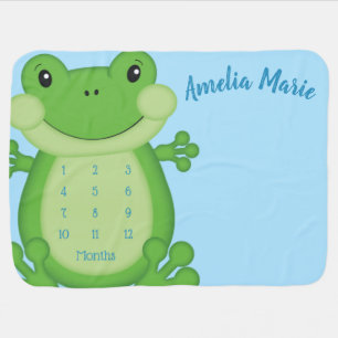 Frog Baby Shower Blue Blanket