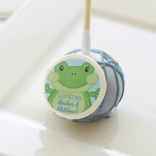 Frog Baby Shower Blue Cake Pops