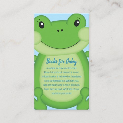 Frog Baby Shower Blue Enclosure Card
