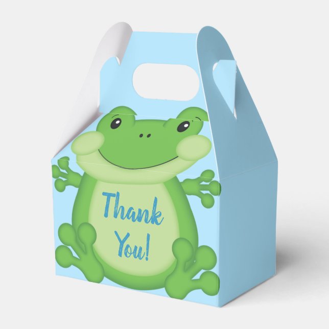 Frog Baby Shower Blue Favor Boxes (Front Side)