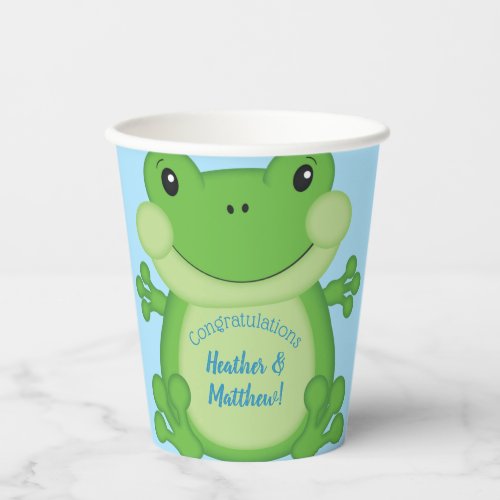 Frog Baby Shower Blue Paper Cups