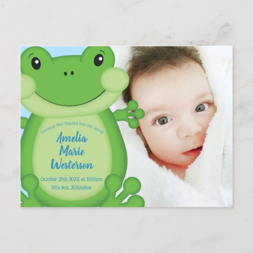 Frog Baby Shower Blue Postcard