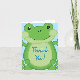Frog Baby Shower Blue Thank You Card
