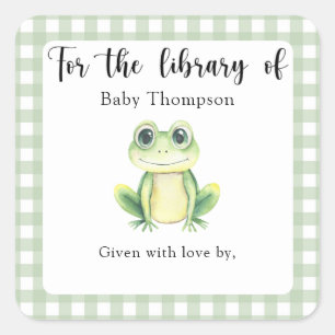 Frog Baby Shower bookplate - for the library of