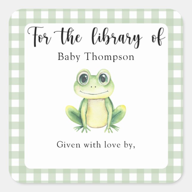 Frog Baby Shower bookplate - for the library of (Front)