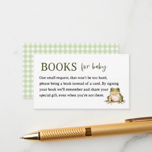 Frog Baby Shower Bring a Book Request  Enclosure Card