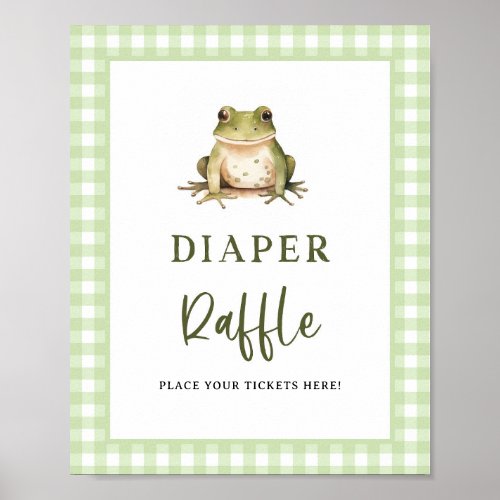 Frog Baby Shower Diaper Raffle Ticket Sign