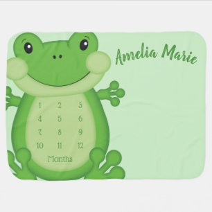 Frog Baby Shower Green Blanket