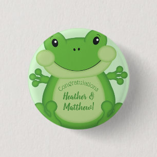 Frog Baby Shower Green Button