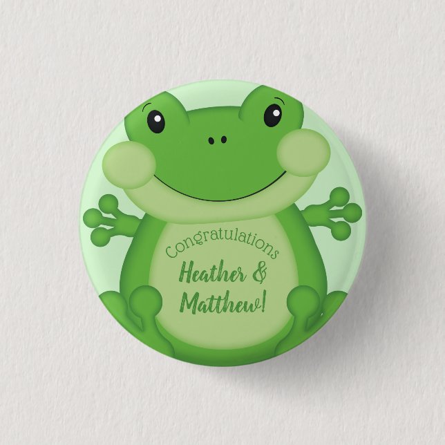 Frog Baby Shower Green Button (Front)