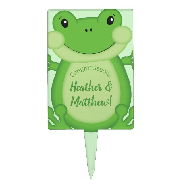 Frog Baby Shower Green Cake Topper (Front)