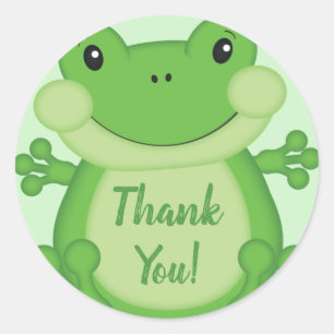 Frog Baby Shower Green Classic Round Sticker