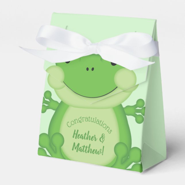 Frog Baby Shower Green Favor Boxes (Front Side)